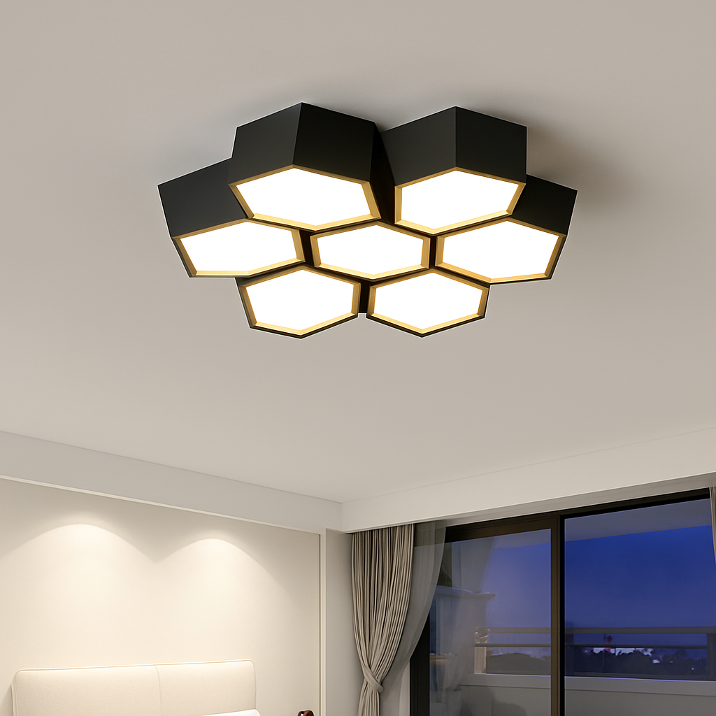 plafonnier moderne en alliage design géométrique pour décoration intérieure - vue 4 sur 12