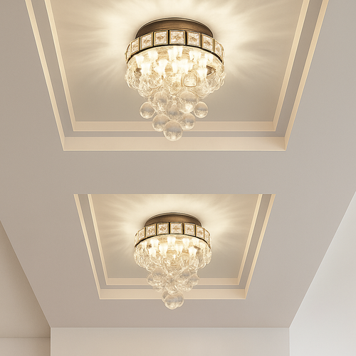 Plafonnier moderne en cristal led suspendu intérieur chrome - vue 2 sur 8