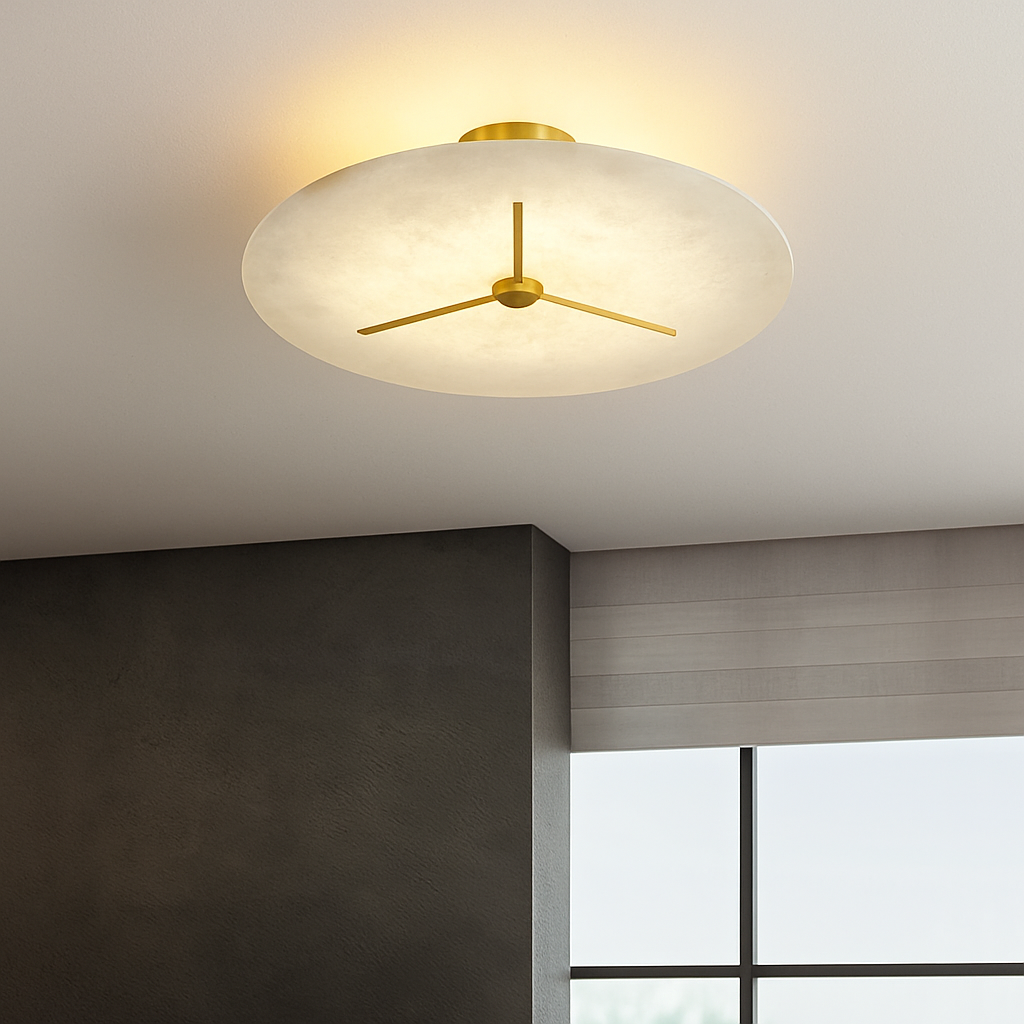plafonnier moderne en marbre et cuivre pour intérieur élégant - vue 4 sur 9