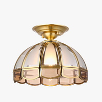 plafonnier moderne en verre rétro avec abat-jour en cuivre vintage