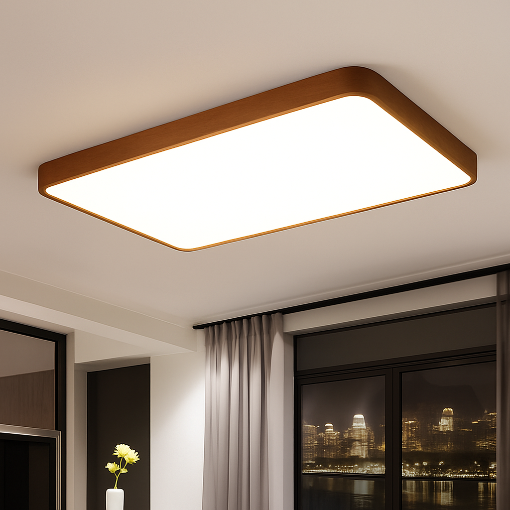 Plafonnier moderne LED bois massif - vue 3 sur 16