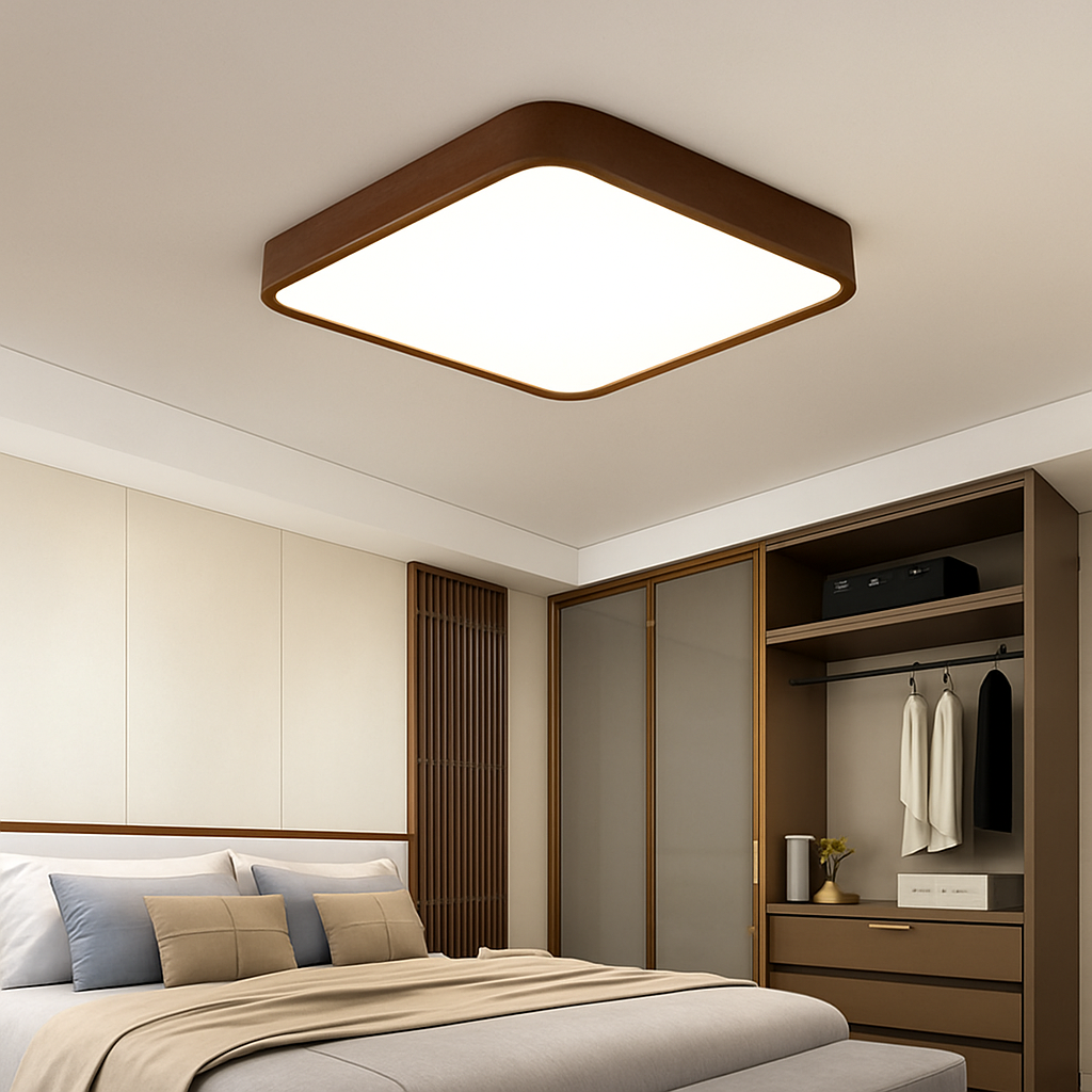 Plafonnier moderne LED bois massif - vue 4 sur 16
