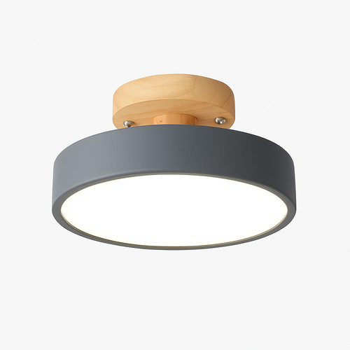 Plafonnier moderne LED en bois et métal coloré Celio - vue 2 sur 8