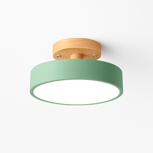 Plafonnier moderne LED en bois et métal coloré Celio - vue 7 sur 8
