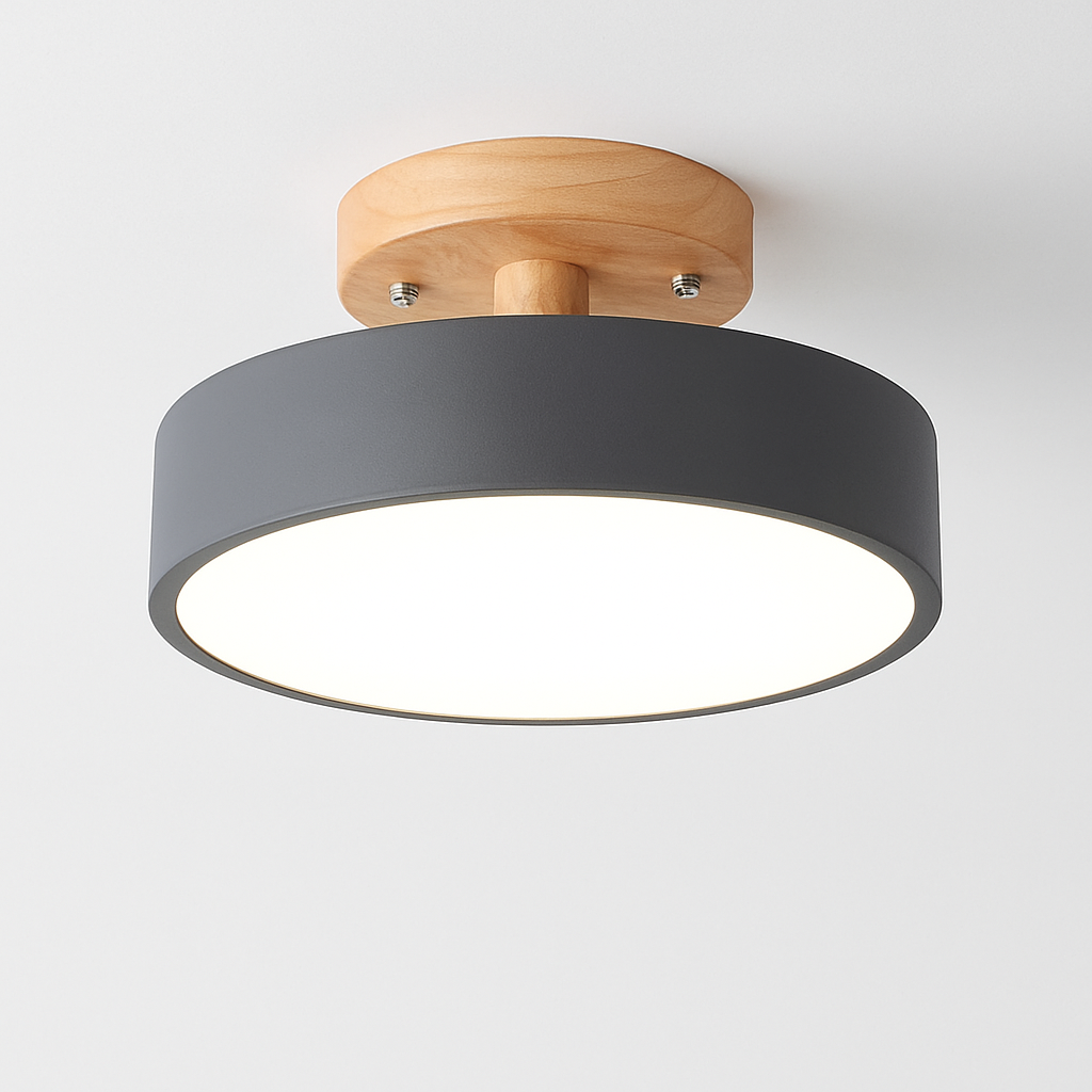 Plafonnier moderne LED en bois et métal coloré Celio - vue 8 sur 8