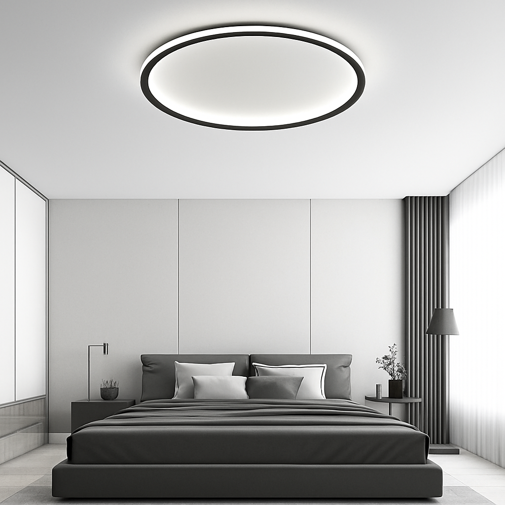Plafonnier moderne LED en forme d'anneau métallique Marisol - vue 4 sur 5
