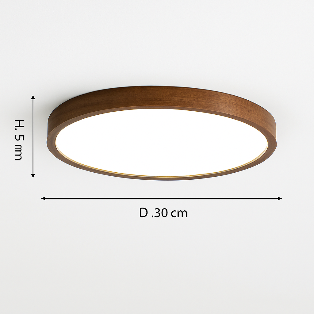 Plafonnier moderne LED en forme géométrique en bois Evelyn - vue 12 sur 16