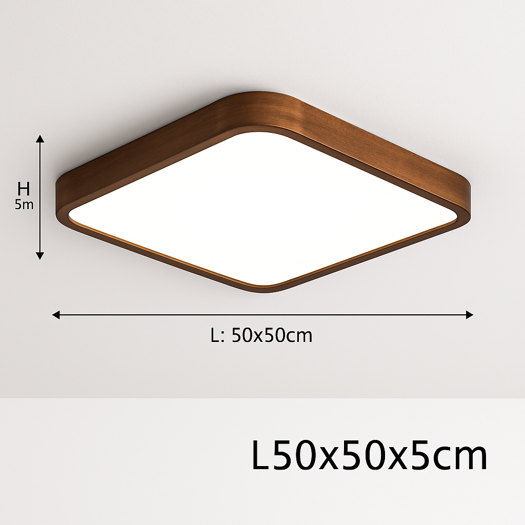 Plafonnier moderne LED en forme géométrique en bois Evelyn - vue 13 sur 16