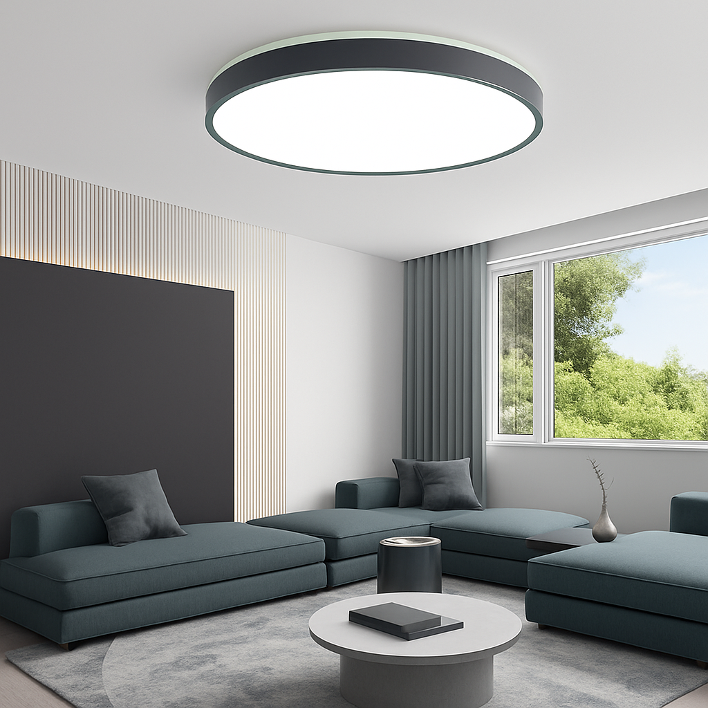 Plafonnier moderne LED métallique circulaire et fin Glenn - vue 4 sur 15