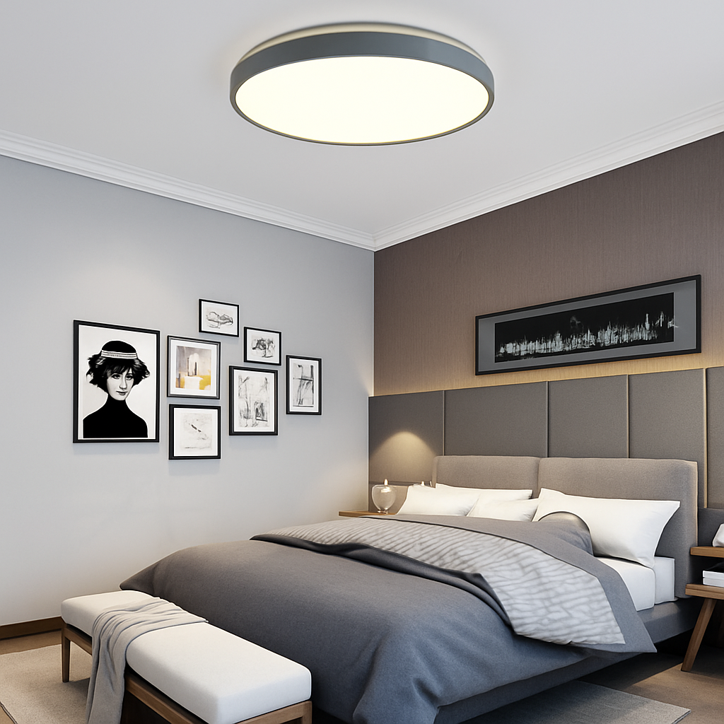 Plafonnier moderne LED métallique circulaire et fin Glenn - vue 6 sur 15