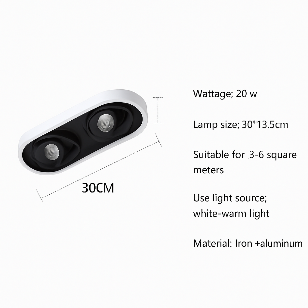 Plafonnier moderne LED ovale avec angle rotatif Charly - vue 7 sur 9