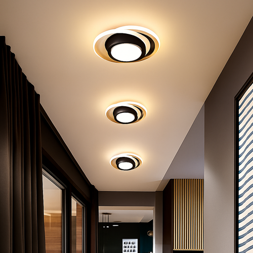 Plafonnier moderne LED rond en métal style Mosskolin - vue 3 sur 3