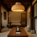 Plafonnier moderne ronde en bambou naturel Solferino