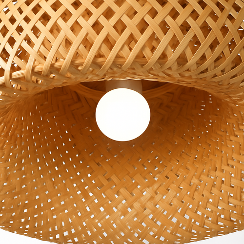 Plafonnier moderne ronde en bambou naturel Solferino - vue 4 sur 6