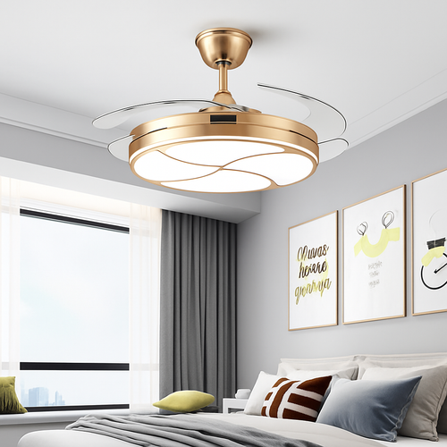 plafonnier moderne silencieux avec lumière intégrée et ventilateur