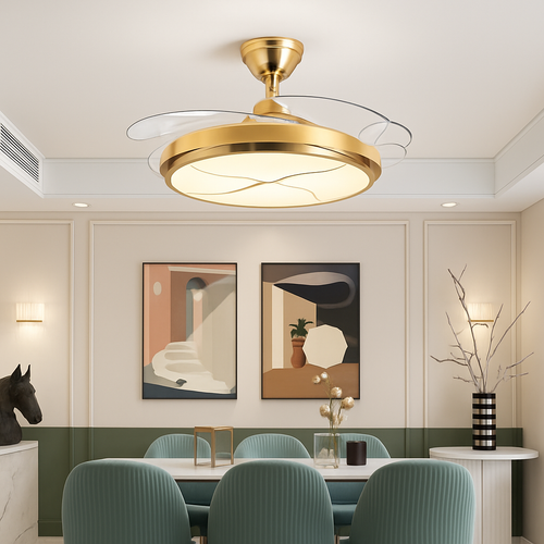 plafonnier moderne silencieux avec lumière intégrée et ventilateur - vue 2 sur 6