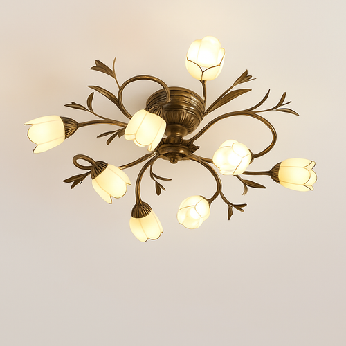 plafonnier moderne style américain rural rétro fleur européen français - vue 2 sur 9