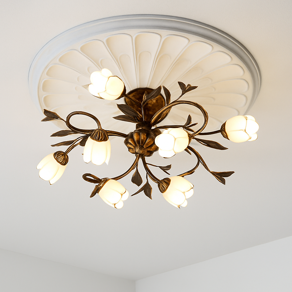 plafonnier moderne style américain rural rétro fleur européen français - vue 5 sur 9