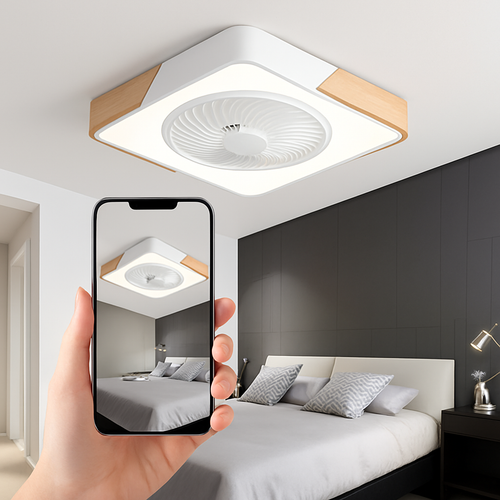 plafonnier moderne ventilateur led ultra mince télécommande design intelligent - vue 3 sur 7