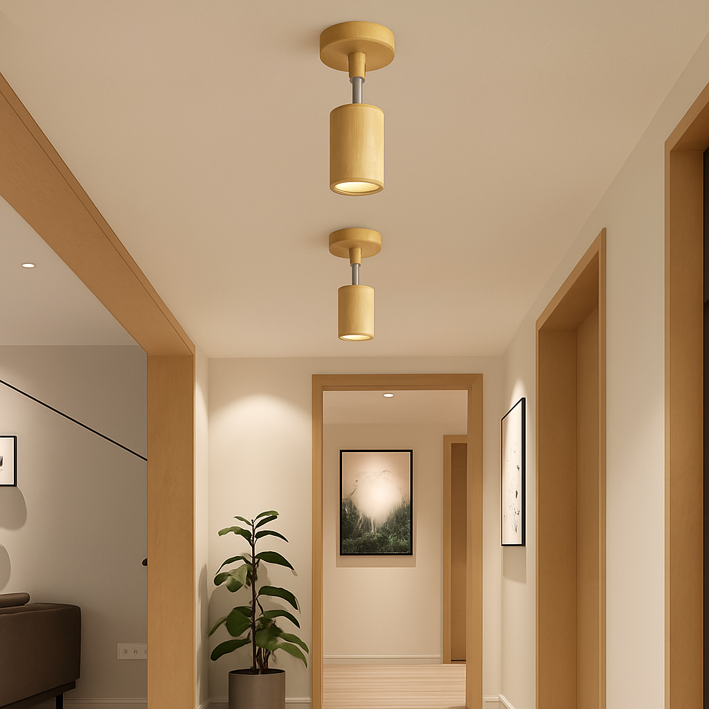 plafonnier nordique en bois massif pour décoration intérieure - vue 4 sur 9