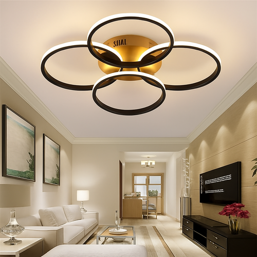 plafonnier nordique à led éclairage annulaire luxe moderne - vue 3 sur 19