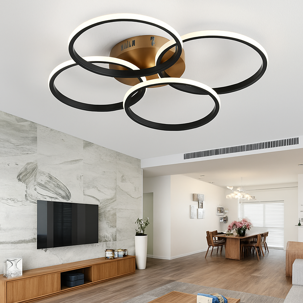plafonnier nordique à led éclairage annulaire luxe moderne - vue 3 sur 19