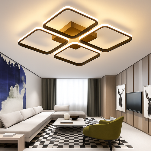 plafonnier nordique à led éclairage annulaire luxe moderne - vue 6 sur 19