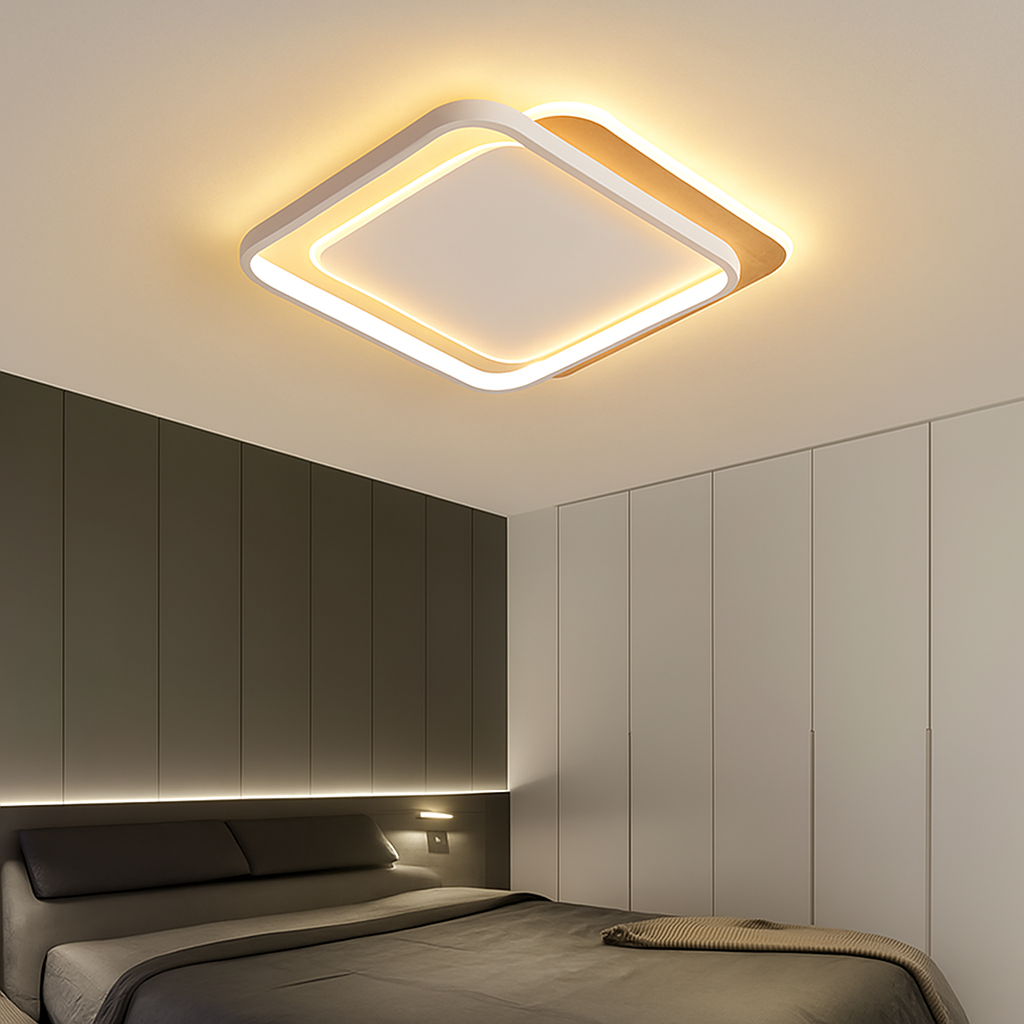 plafonnier nordique led en bois aluminium ultra-mince et créatif - vue 3 sur 18