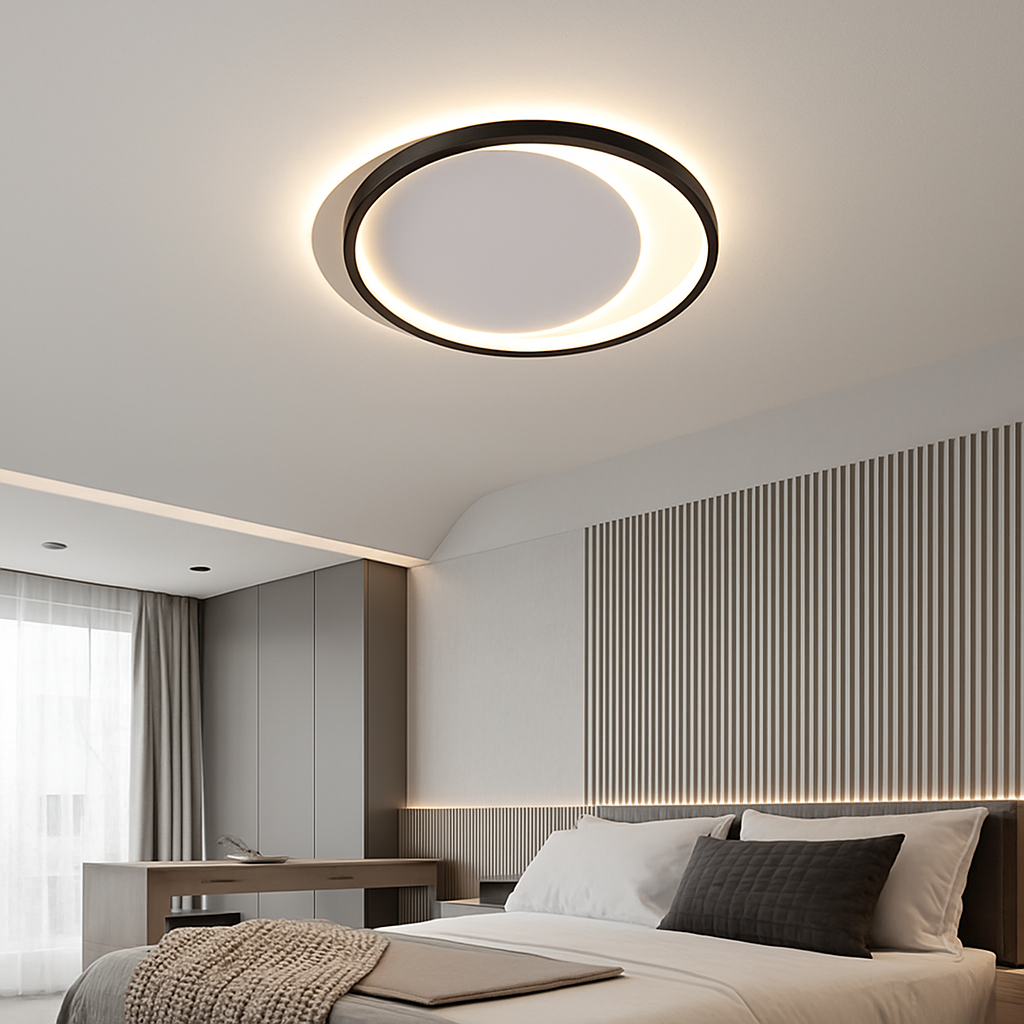 plafonnier nordique led en bois aluminium ultra-mince et créatif - vue 4 sur 18