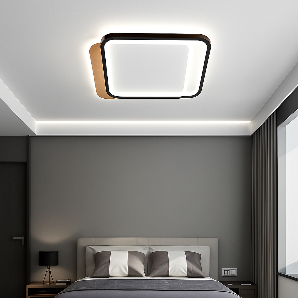 plafonnier nordique led en bois aluminium ultra-mince et créatif - vue 5 sur 18