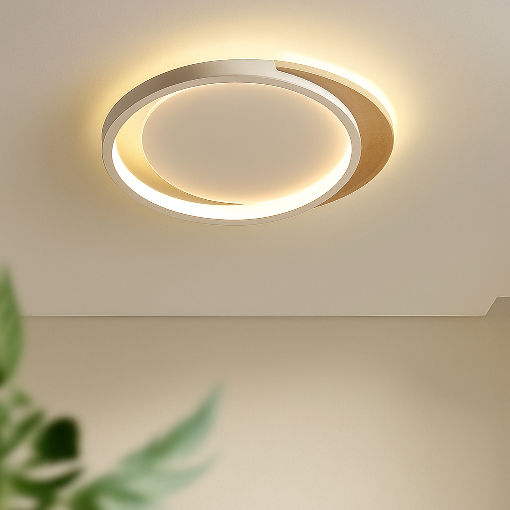 plafonnier nordique led en bois aluminium ultra-mince et créatif - vue 6 sur 18