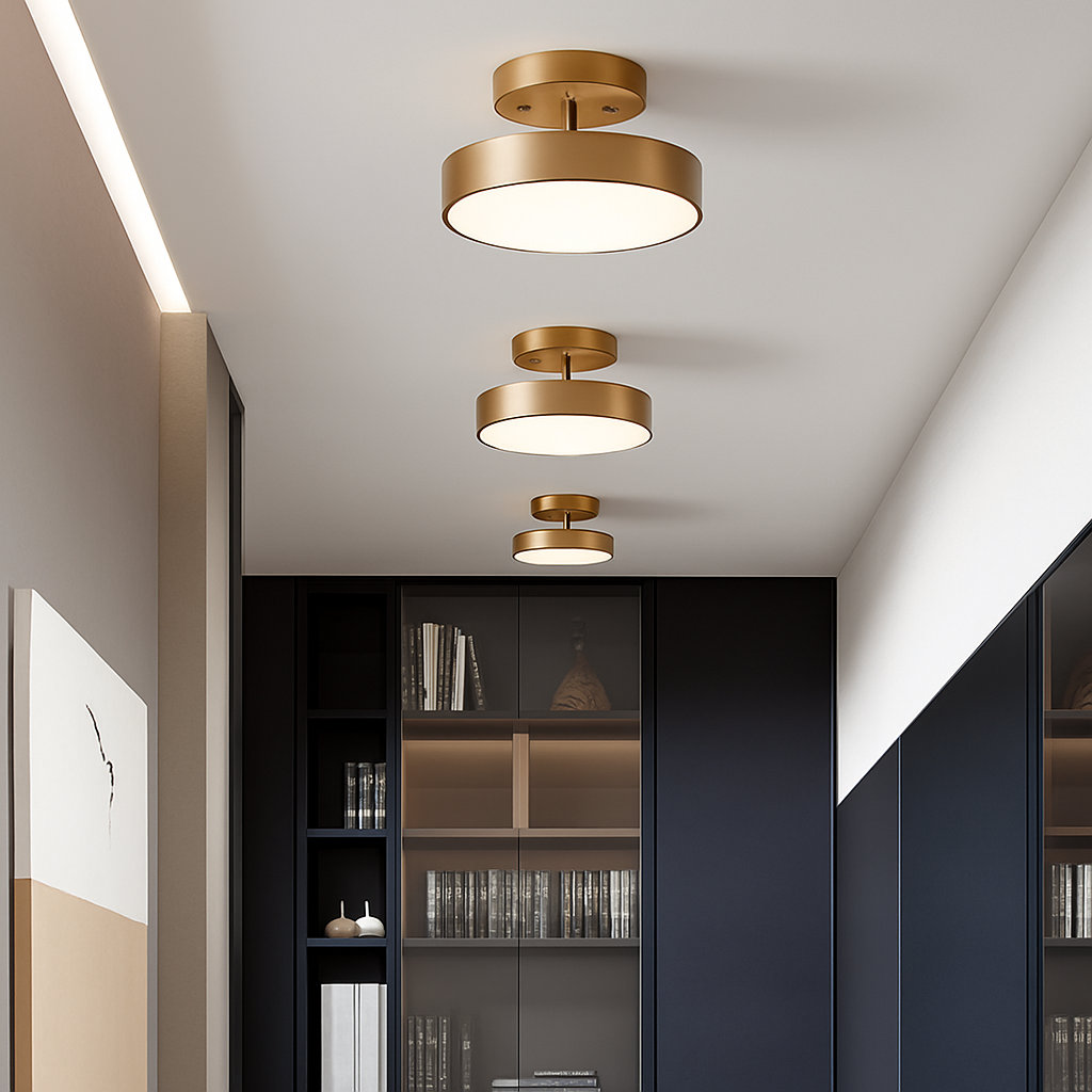 plafonnier nordique simple rond led éclairage lustre - vue 4 sur 12