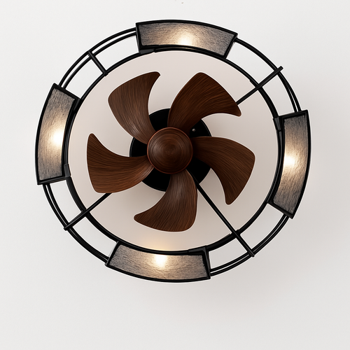 plafonnier rétro avec ventilateur et lumière design moderne - vue 7 sur 8