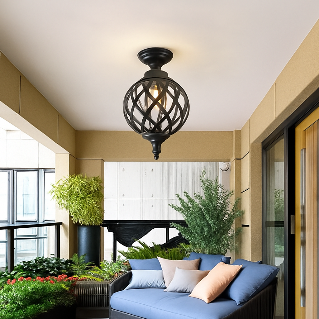 plafonnier rétro extérieur étanche style européen américain pour espaces extérieurs - vue 7 sur 8