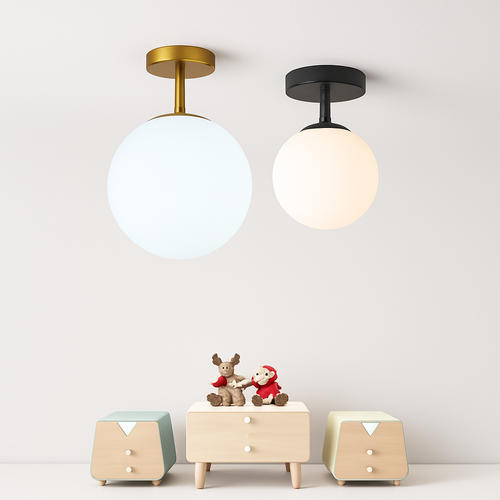 Plafonnier rond boule verre laiteux - vue 3 sur 10