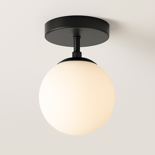 Plafonnier rond boule verre laiteux - vue 2 sur 10