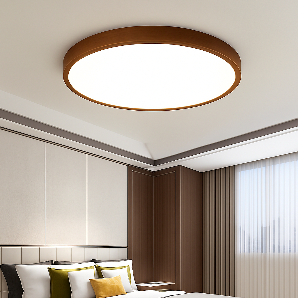 plafonnier rond en bois style nordique pour intérieur moderne - vue 4 sur 6