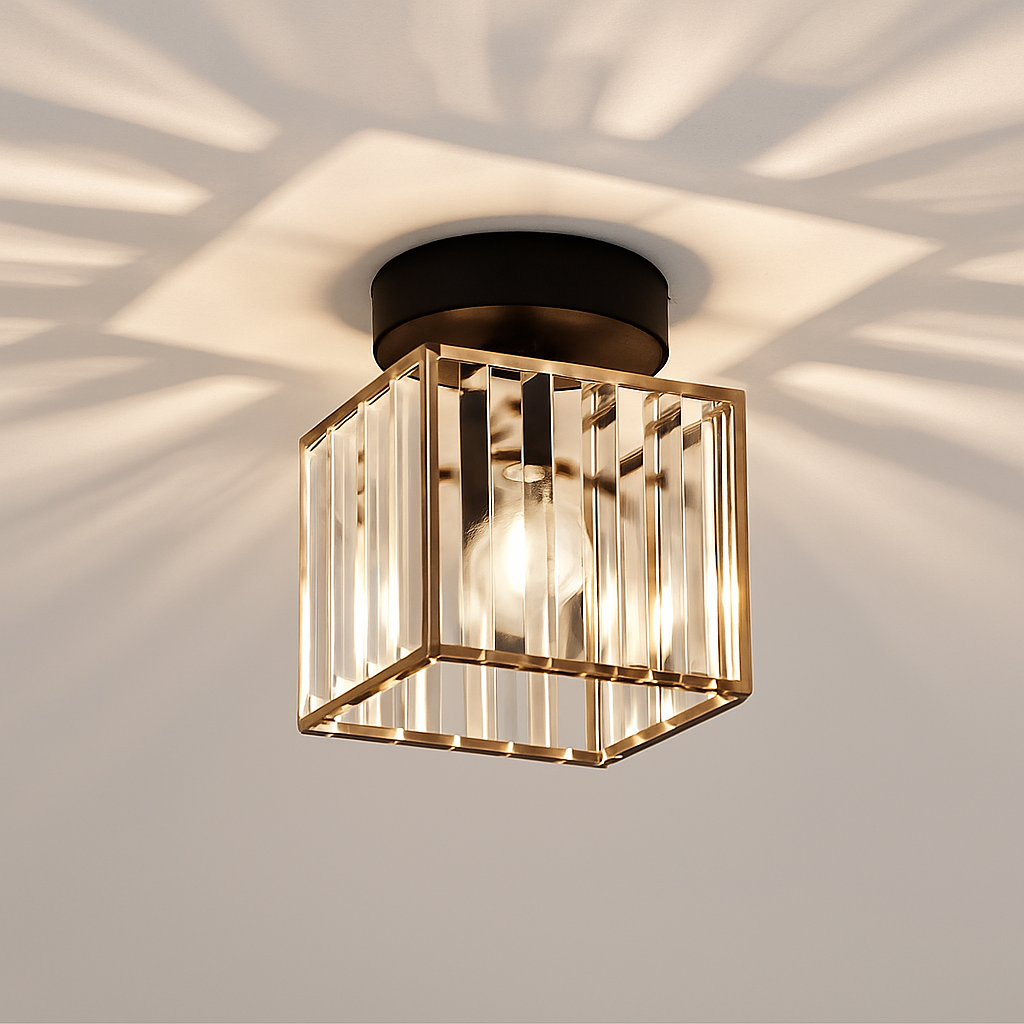 Plafonnier rond ou carré en cristal de verre Luxury - vue 5 sur 11