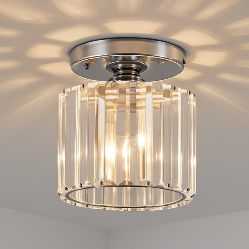 Plafonnier rond ou carré en cristal de verre Luxury - vue 7 sur 11