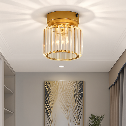 Plafonnier rond ou carré en cristal de verre Luxury - vue 10 sur 11