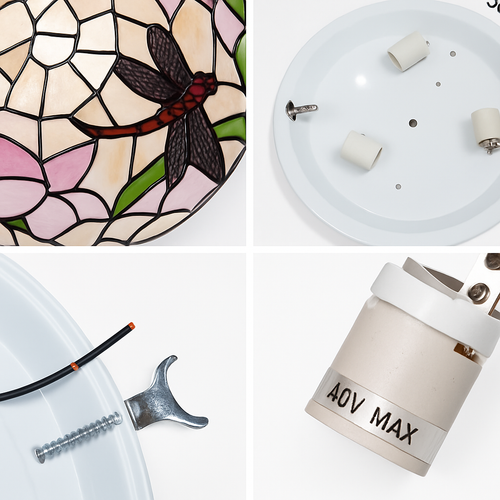 Plafonnier rond ultra-mince balcon couloir lampe de chambre à coucher pour enfants propriétaire Tiffany vitrail éclairage de décoration de la maison - vue 10 sur 14