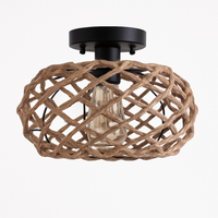 plafonnier rustique industriel tissé en corde de chanvre