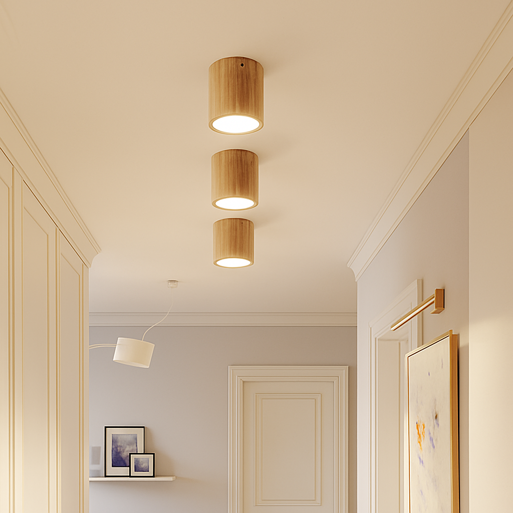 Plafonnier spot à LED cube en bois - vue 3 sur 5