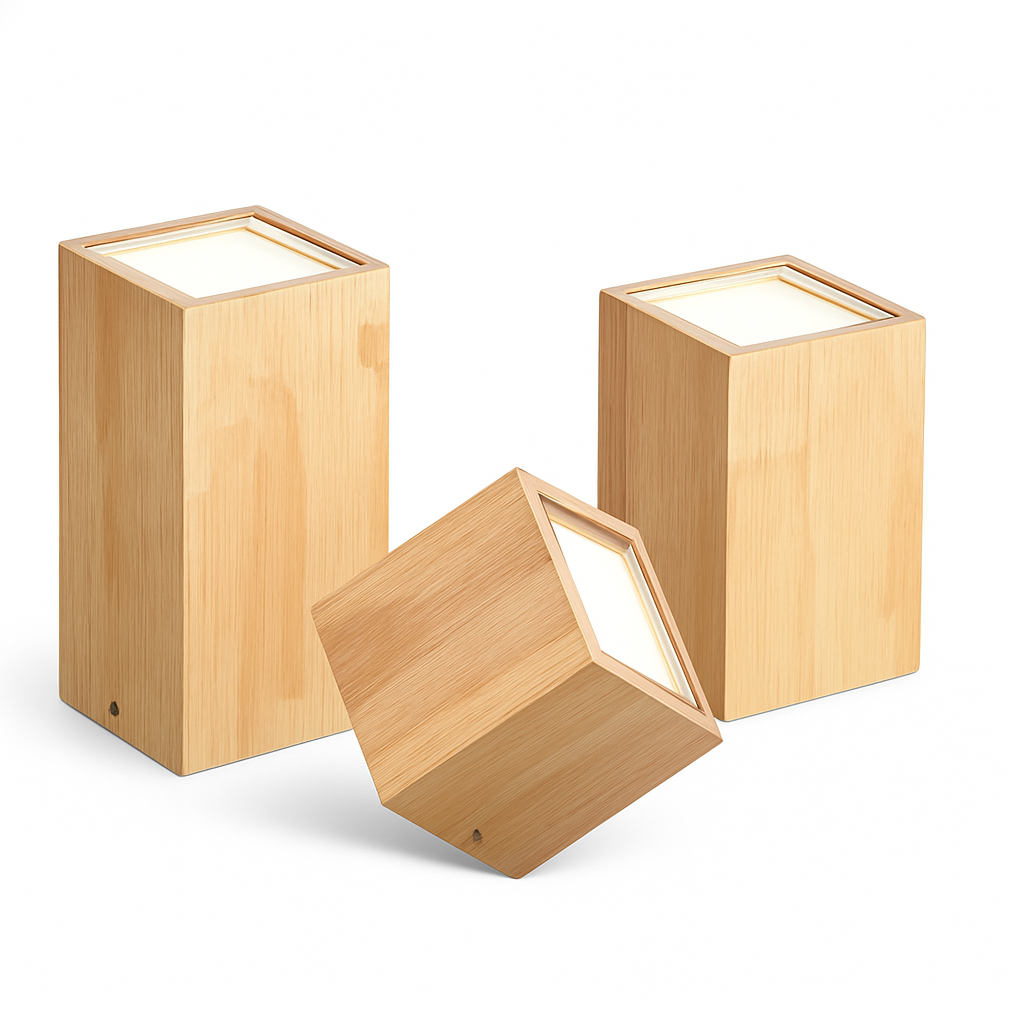 Plafonnier spot à LED cube en bois - vue 4 sur 5
