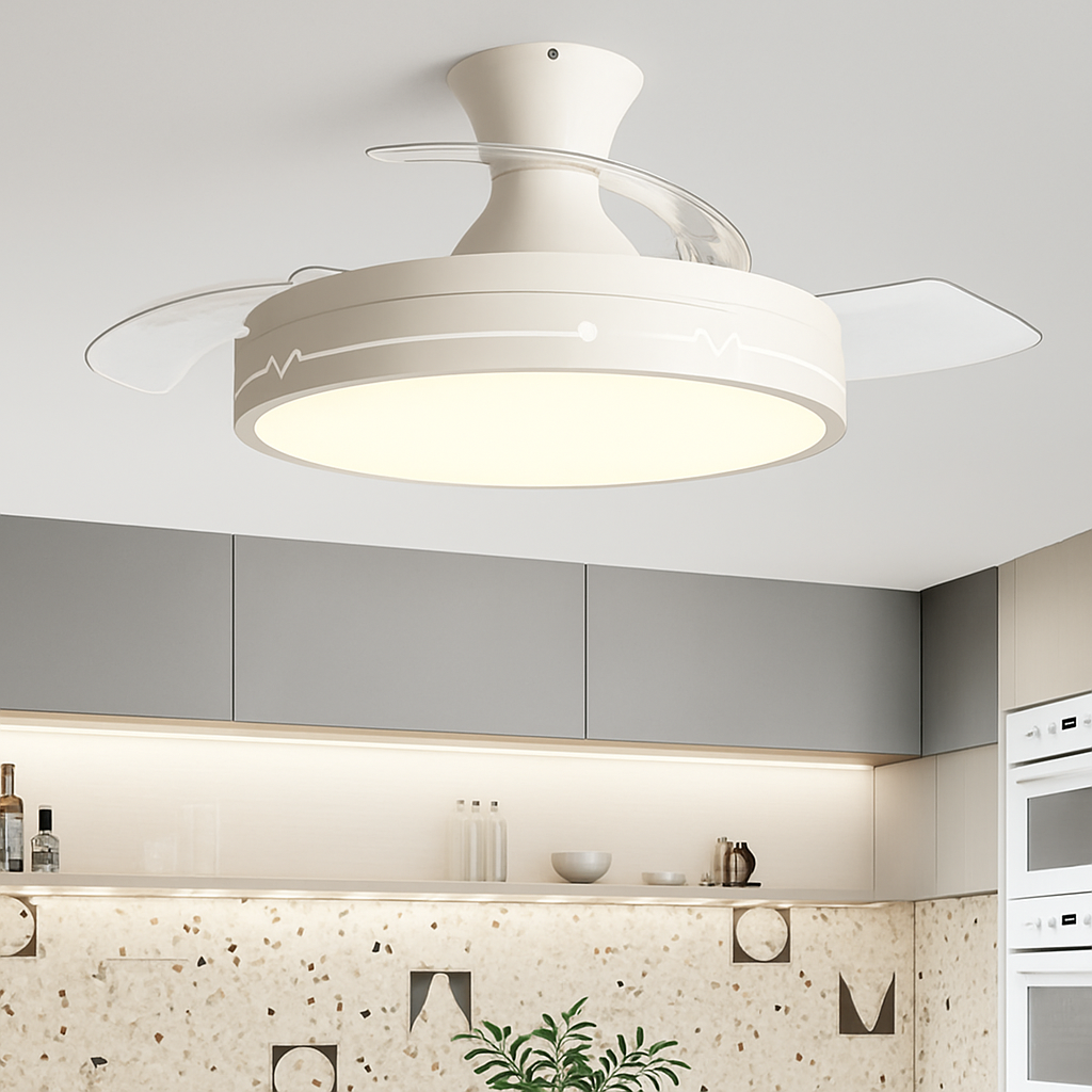 plafonnier ventilateur avec lumière pour restaurant et espace intérieur