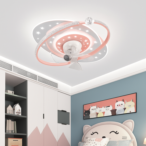 Plafonnier ventilateur de plafond à tête secouante 360 degrés led silencieux