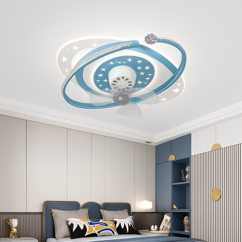 Plafonnier ventilateur de plafond à tête secouante 360 degrés led silencieux - vue 3 sur 12