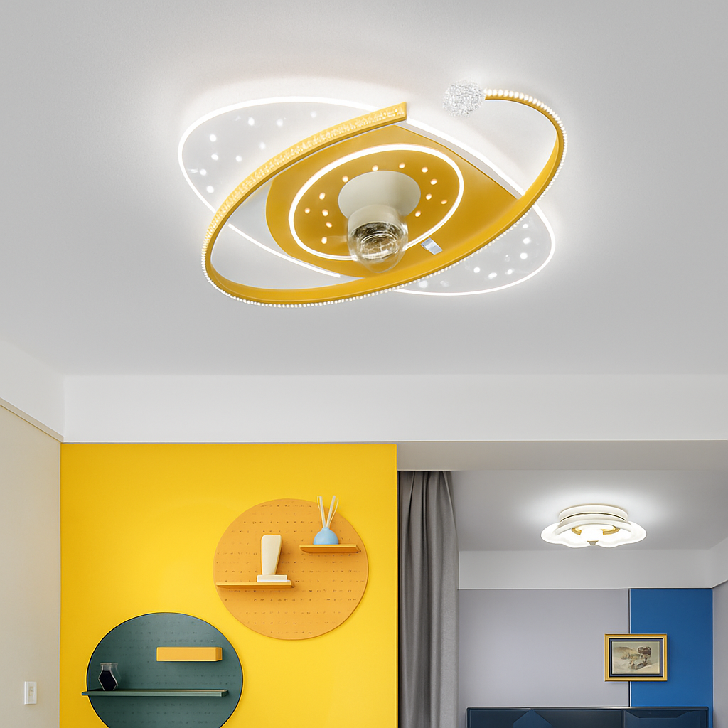Plafonnier ventilateur de plafond à tête secouante 360 degrés led silencieux - vue 4 sur 12