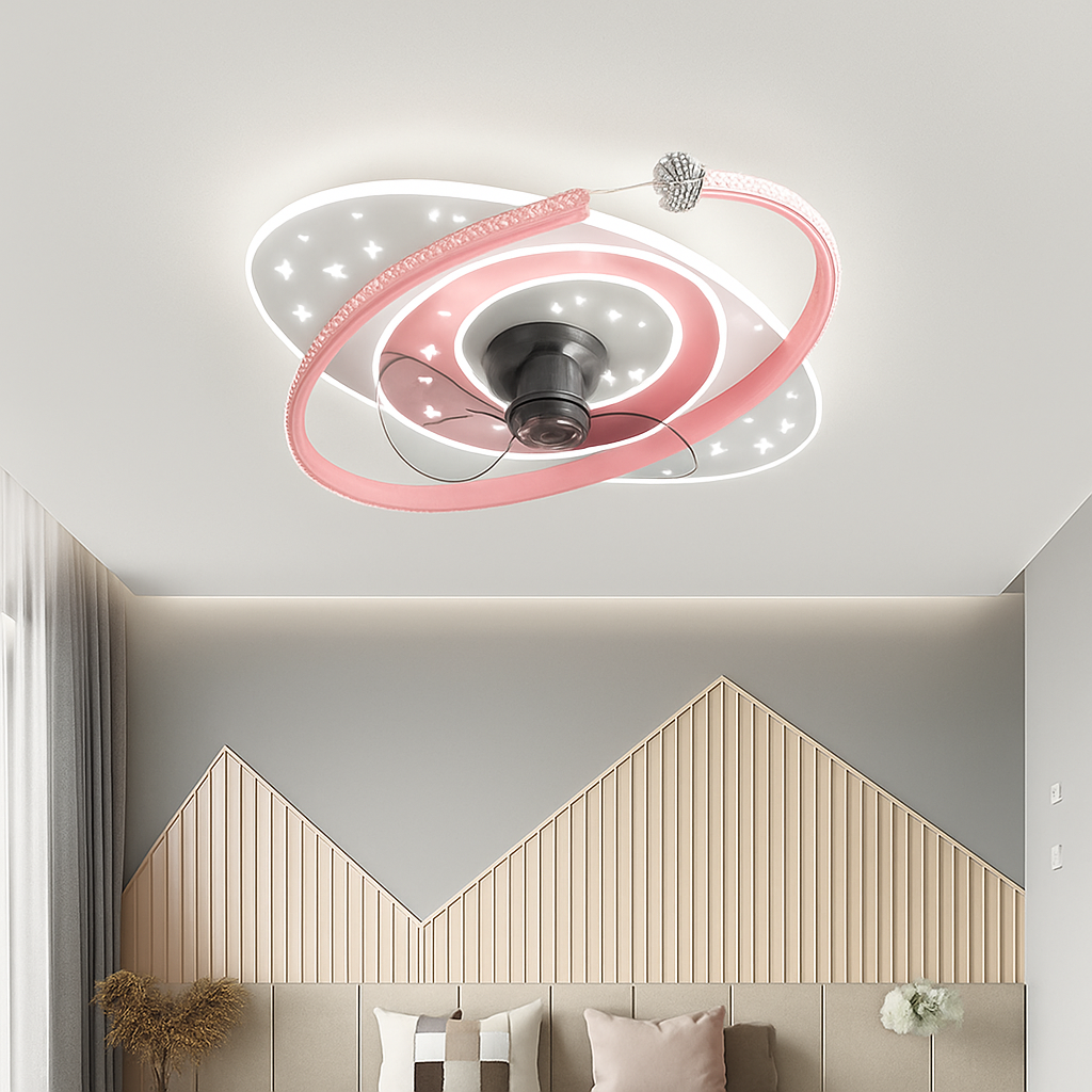 Plafonnier ventilateur de plafond à tête secouante 360 degrés led silencieux - vue 5 sur 12