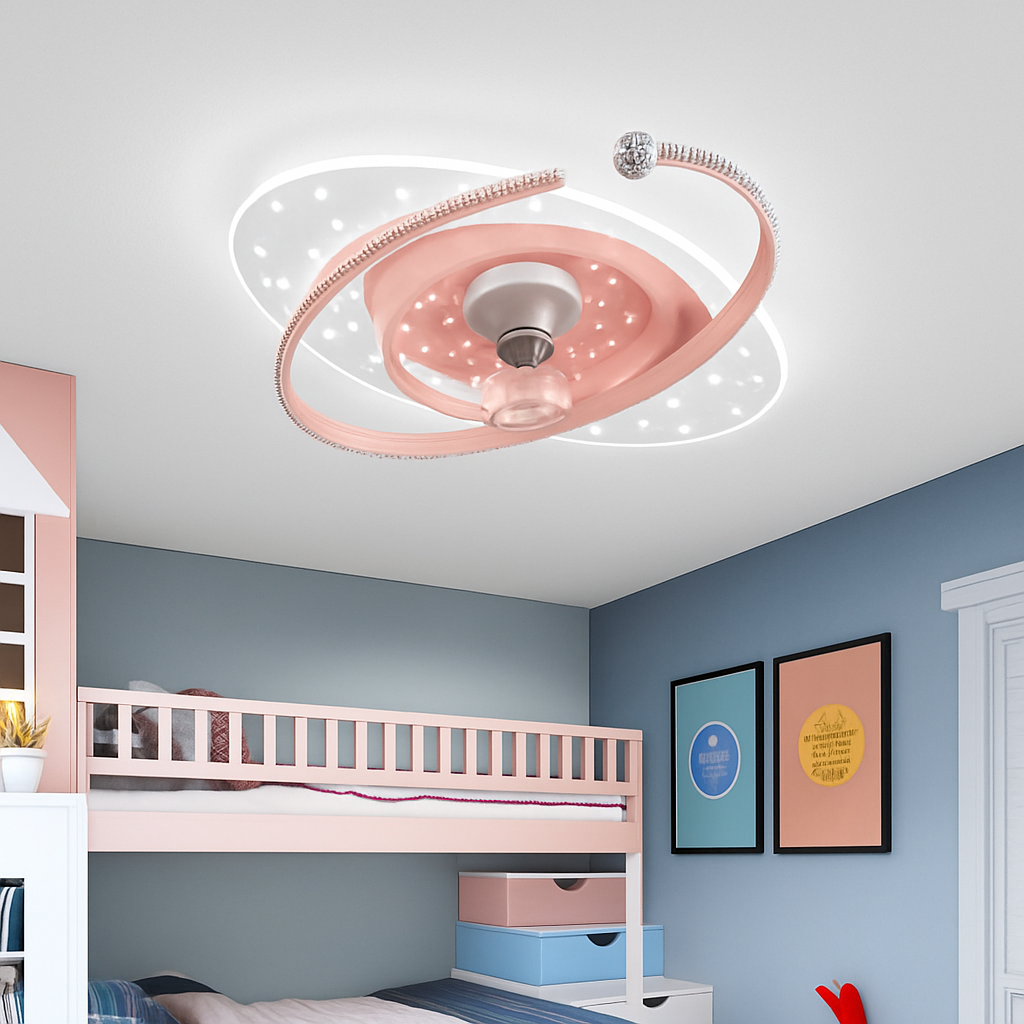 Plafonnier ventilateur de plafond à tête secouante 360 degrés led silencieux - vue 6 sur 12